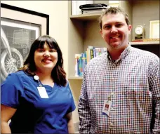  ?? TIMES photograph by Annette Beard ?? Dr. Matthew Patoka and Jacqueline Kendall, licensed practical nurse, are ready to serve patients at the new ARcare Family Medical Clinic in Pea Ridge.