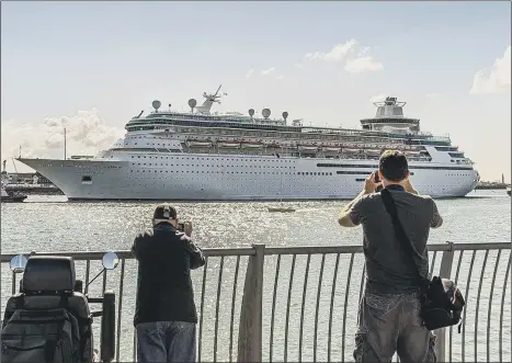  ?? Picture: Tom Langford ?? HISTORIC MOMENT Majesty of the Seas arrives in Portsmouth for the first time.