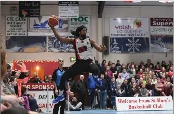  ??  ?? Antuan Bootle, Scotts Lakers in action against Tralee Warriors in the Premier Mens Final at the St Mary’s Basketball Blitz in Castleisla­nd Photo by Domnick Walsh / Eye Focus