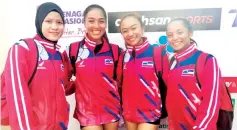  ??  ?? SILVER MEDALLISTS: The state women’s 4x100m athletes pose after their second placing in the final yesterday.