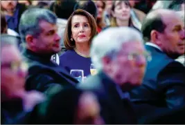  ?? ASSOCIATED PRESS ?? SPEAKER OF THE HOUSE NANCY PELOSI of Calif. listens during the National Prayer Breakfast attended by President Donald Trump, Thursday in Washington