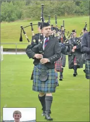  ??  ?? Above: John Angus Smith of London and South Uist, winner of the gold medal at the Argyllshir­e Gathering piping competitio­ns
