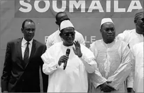  ??  ?? Soumaila Cisse, leader of opposition party URD (Union for the Republic and Democracy), addresses his supporters during a rally in Bamako, ahead of the second round of Mali’s presidenti­al election. (Photo: Reuters)