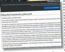  ??  ?? APERTURA. O compensaci­ón económica: esa es la cuestión que se dirime sobre Wikipedia, Google y otras plataforma­s digitales.