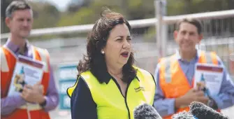  ?? Picture: Attila Csaszar ?? Premier Annastacia Palaszczuk announces the project to media on Sunday