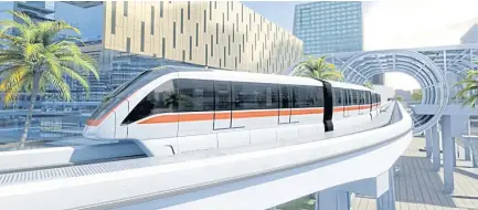  ??  ?? The Bombardier Innovia 300 will be the first monorail train in Thailand. It will be used for the 34.5km Khae Rai-Min Buri (Pink) Line and the 30.4km Lat Phrao-Samrong (Yellow) Line in Bangkok.