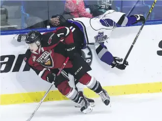  ?? BEN NELMS/GETTY IMAGES ?? WHL action between the Vancouver Giants and the Victoria Royals this month. Players from the Giants, Royals and four other B.C.-based teams will continue getting stipends instead of wages.