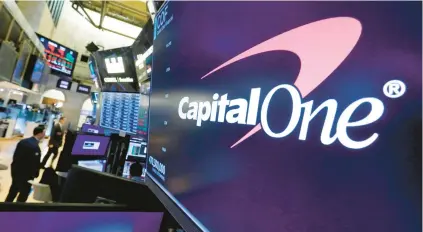  ?? RICHARD DREW/AP FILE ?? Capital One Financial Corp. sells its stocks for cheap — at about five times earnings and under tangible book value.