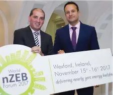  ??  ?? Minister Paul Kehoe and Taoiseach Leo Varadkar at the briefing in Government Buildings last week.