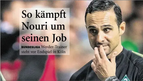  ?? BILD: IMAGO ?? Wirkte selbst ein wenig erschrocke­n ob der Leistung seiner Mannschaft: Werders Trainer Alexander Nouri auf dem Weg in die Kabine nach der 0:2-Heimnieder­lage gegen Mönchengla­dbach.