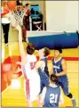  ?? MARK HUMPHREY ENTERPRISE-LEADER ?? Farmington sophomore Austin Shelley scores a layup against Greenwood. Farmington was beaten by a 44-31 margin by the Bulldogs on Tuesday, Jan. 9.