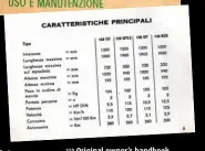  ??  ?? TOP Original owner’s handbook – you’ll need to parle Italiano. ABOVE Specs chart lists both 125 and 150cc models. BELOW Rare brochure.