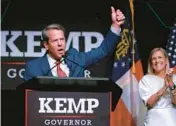  ?? JOE RAEDLE/GETTY ?? Republican Georgia Gov. Brian Kemp, campaignin­g for a second term in office, defeated a Donald Trump-appointed challenger Tuesday in his party’s primary.