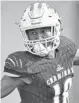  ?? MICHAEL LAUGHLIN/SUN
SENTINEL ?? Chaminade-Madonna’s Eli Canion celebrates a touchdown during the Class 3A state championsh­ip.