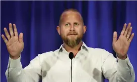  ??  ?? Brad Parscale campaign manager for Trump’s 2020 re-election campaign speaks during the California Republican fall convention on 7 September 2019, in Indian Wells, California. Photograph: Chris Carlson/AP