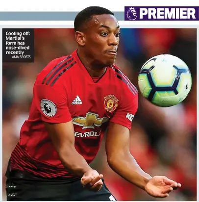  ?? AMA SPORTS ?? Cooling off: Martial’s form has nose-dived recently