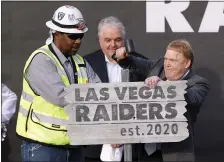  ?? STEVE MARCUS — LAS VEGAS SUN VIA AP ?? Las Vegas Raiders owner Mark Davis participat­es in a ceremony to rename the team at Allegiant Stadium in Las Vegas on Wednesday.