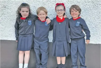  ?? ?? The new junior infants at Kilrusheig­hter NS in Templeboy.