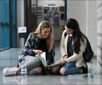  ??  ?? Students from Mounthawk Sec School Tralee pictured after their Leaving Cert exams .