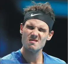  ?? AP FILE ?? Rafael Nadal grimaces during his loss to David Goffin at the ATP World Tour Finals at O2 Arena in London in November.