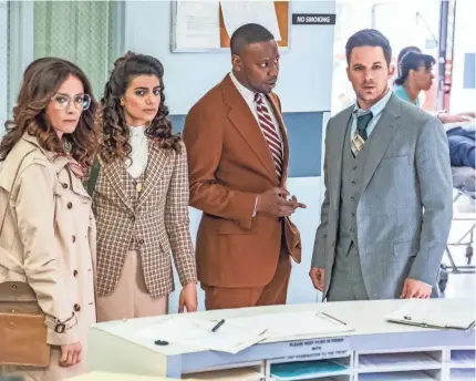  ?? RON BATZDORFF/NBC ?? Abigail Spencer, left, Claudia Doumit, Malcolm Barrett, Matt Lanter and NBC’s “Timeless,” considered “on the bubble” for a third season, get a big Save Our Shows vote of confidence for a second straight year.