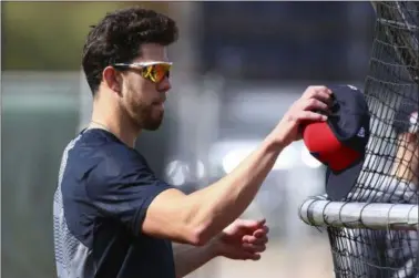  ?? ROSS D. FRANKLIN — THE ASSOCIATED PRESS ?? Bradley Zimmer waits his turn during batting practice Feb. 15 in Goodyear, Ariz.