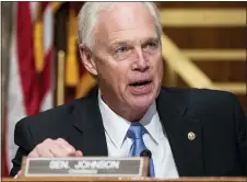  ?? JIM LO SCALZO — POOL VIA AP ?? GOP Sen. Ron Johnson of Wisconsin, the committee chairman and one of Trump’s fiercest defenders, said his goal was to have a bipartisan hearing to examine the election. But he repeated Trump’s assertions without evidence and focused heavily on the claims being made by the president’s team.