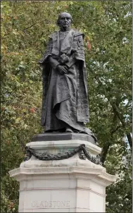  ?? (AP/Kirsty Wiggleswor­th) ?? The Gladstone Memorial, a statue of former British Prime Minister William Gladstone, the son of sugar and coffee plantation owner John Gladstone, is seen Friday in London.