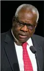  ?? ROBERT FRANKLIN/SOUTH BEND TRIBUNE VIA AP, FILE ?? Supreme Court Justice Clarence Thomas speaks Sept. 16, 2021, at the University of Notre Dame in South Bend, Ind.