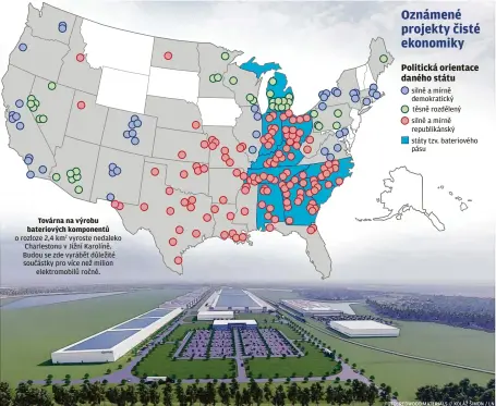  ?? FOTO: REDWOOD MATERIALS // KOLÁŽ ŠIMON / LN ?? o rozloze 2,4 km2 vyroste nedaleko Charleston­u v Jižní Karolíně. Budou se zde vyrábět důležité součástky pro více než milion elektromob­ilů ročně.