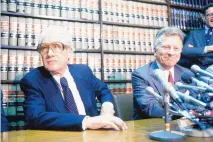  ?? BOB DAUGHERTY/ASSOCIATED PRESS ?? Former FBI officials, Mark Felt, left, and Edward S. Miller, appear at a news conference in 1981. Felt revealed himself as “Deep Throat” 30 years after he tipped off reporters Bob Woodward and Carl Bernstein.