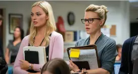  ??  ?? Margot Robbie and Kate McKinnon suffer under Roger Ailes in Jay Roach’s new film.