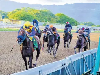  ?? FILE ?? Blue Vinyl (left), ridden by Raddesh Ramon, wins The Kingston at Caymanas Park in St Catherine on Sunday, May 8.