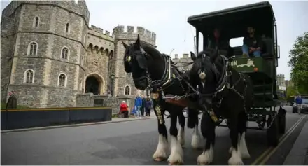  ?? AFP/VNA Photo ?? HOPPY AND GLORIOUS: Draught horses Albert and Ivan have been delivering a specially brewed beer to pubs in Windsor for Queen Elizabeth II'S Platinum Jubilee.
