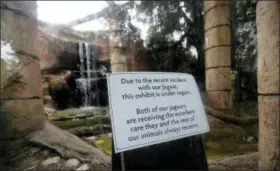  ?? GERALD HERBERT — THE ASSOCIATED PRESS ?? A sign at the jaguar Jungle exhibit is seen at the Audubon Zoo in New Orleans, Monday.