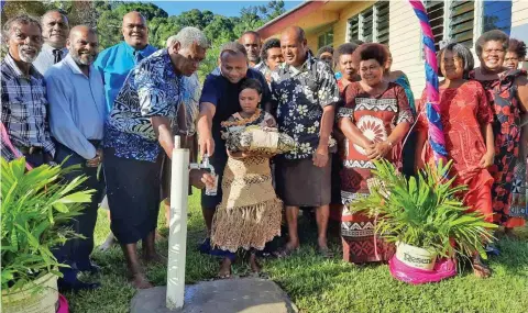  ?? Photo: National Disaster Management Office (NDMO) ?? Minister for Defence, National Security and Policing, Disaster Management, Rural and Maritime Developmen­t, Inia Seruiratu, commission­ing the water project at Nagigi No.8 on June 11, 2020.