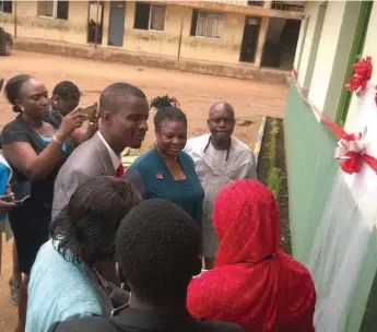  ??  ?? Executive Director, Pyramid Education Foundation, Mr Adedapo Conde (middle), flanked by management and staff of the school, during the inaugurati­on ceremony in Lagos...recently