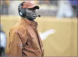  ?? DEBORAH CANNON
/ AMERICANST­ATESMAN ?? UT coach Charlie Strong reminded his players before the Kansas State game that despite the win over Oklahoma, they still had a 2-4 record.