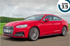  ??  ?? score 3.9 DRIVING Unlike rivals such as the BMW 4 Series Gran Coupé, the A5 Sportback is composed and grippy rather than being alert and fun to drive. The VW feels more nimble despite its heavier kerbweight, because the Audi’s steering is less...