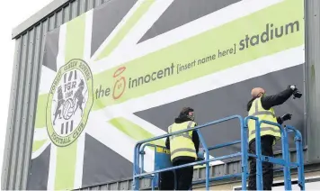  ??  ?? Top, Forest Green Rovers chairman Dale Vince watches as the name of the ground is revealed