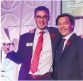  ??  ?? John Lowe, executive vicepresid­ent, AltaGas Ltd., Business Achievemen­t Award Recipient, and Keith Templeton, partner, Cassels Brock & Blackwell, at the Western Canada General Counsel Awards on Nov. 9 in Calgary.