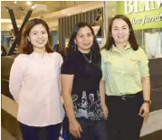  ??  ?? BLG marketing officer Loraine Miranda and design consultant Rosa Rey with CW Home Depot Ortigas showroom officer Julie Maratnan.