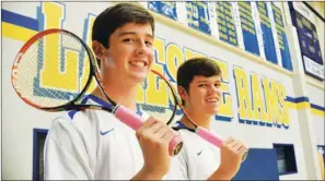  ?? WILLIAM HARVEY/TRILAKES EDITION ?? Hot Springs Lakeside Rams tennis players Jack Henry Hill, left, and Spencer Kauffman won the state overall doubles championsh­ip this year against a team from Pulaski Academy that knocked the Rams off in the same match in 2013.