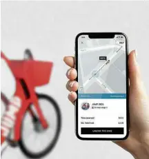  ?? Divulgação ?? Tela de compartilh­amento de bike no aplicativo da Uber