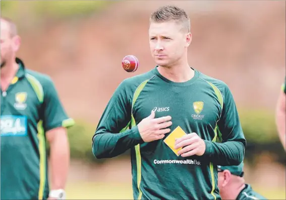  ?? Picture: MARK CRANITCH ?? Michael Clarke in Brisbane yesterday with the Australian Test squad, who are preparing for the first Test at the Gabba on Thursday