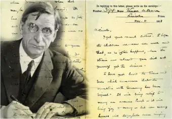  ?? CORRESPOND­ENCE OF ÉAMON AND SINEÁD DE VALERA © USED BY PERMISSION PHOTO: UCD ARCHIVES PRIVATE ?? Tender: The letter from De Valera to his wife on Armistice Day.