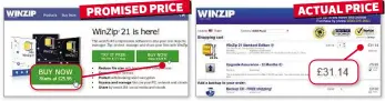  ??  ?? Don’t trust the prices shown on Winzip’s homepage – we found the program cost more than first promised