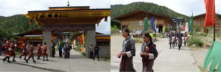  ??  ?? A combo photo shows Bhutanese college students at the Royal University of Bhutan in Thimphu. — AFP photos by Arun Sankar