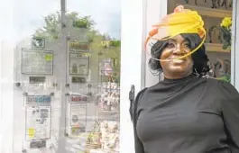  ?? KEVIN RICHARDSON/BALTIMORE SUN ?? Angela Thomas wears a fascinator called “Color My World,” from Soigné Luxury Accessorie­s in Fells Point.