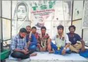  ?? HT ?? ▪ Tribal students of Hyderabad university protest at Velivada, a makeshift protest site where Rohith Vemula once raised slogans.